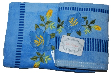 Комплект полотенец Роза (синый)