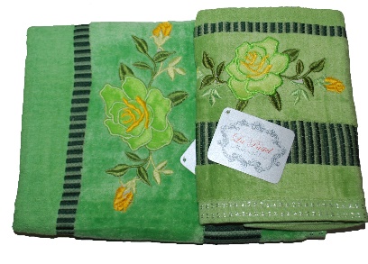 Комплект полотенец Роза (зеленый)