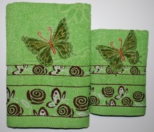 Комплект полотенец Бабочки (зеленый) - 1